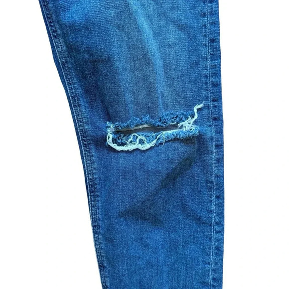 ASOS Blue Denim Jeans Straight High Rise Ripped 30x32 - Picture 4 of 8